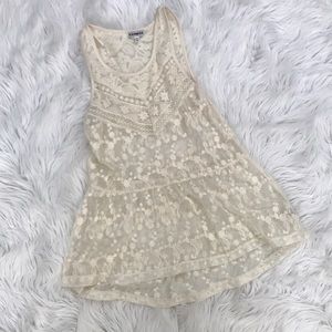 EXPRESS PEPLUM SHEER LACE TANK